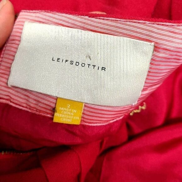 Leifisdottir Mini Skirt Womens Size‎ 2 Wool Pleated Red Gold Silk Lined - Picture 6 of 7